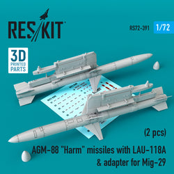 AGM-88 "HARM" MISSILES WITH LAU-118 & ADAPTER FOR MIG-29 (2 PCS) (1/72)