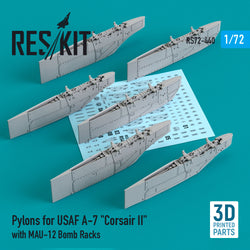 Pylons for USAF A-7 "Corsair II" with MAU-12 Bomb Racks (3D Printing)  (1/72)