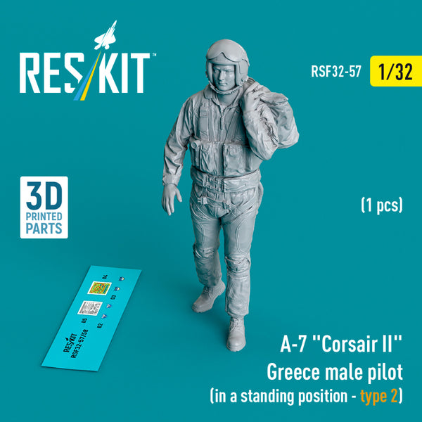 A-7 "Corsair II" Greece male pilot (in a standing position - type 2) (1 pcs) (3D Printed) (1/32)
