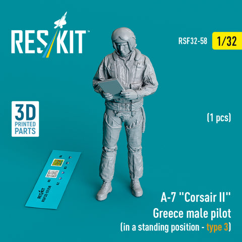 A-7 "Corsair II" Greece male pilot (in a standing position - type 3) (1 pcs) (3D Printed) (1/32)