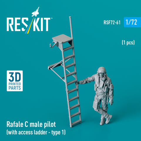 Rafale C male pilot with access ladder (type 1) (1 pcs) (3D Printed) (1/72)