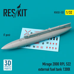 Mirage 2000 RPL 522 external fuel tank 1300lt (3D Printed) (1/32)