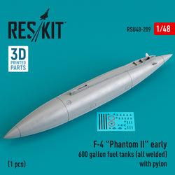F-4 "PHANTOM II" EARLY 600 GALLON FUEL TANK (ALL WELDED) WITH PYLON (1 PCS) (3D PRINTED) (1/48)