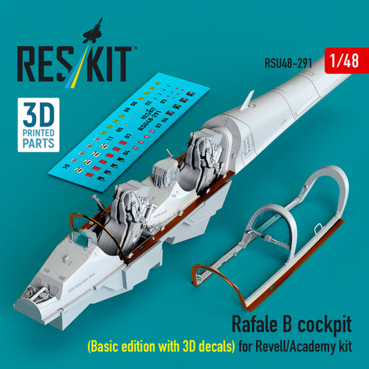Rafale B cockpit (Basic edition with 3D decals) for Revell/Academy kit (3D Printed) (1/48)