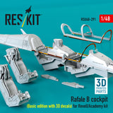 Rafale B cockpit (Basic edition with 3D decals) for Revell/Academy kit (3D Printed) (1/48)