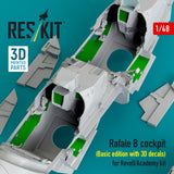 Rafale B cockpit (Basic edition with 3D decals) for Revell/Academy kit (3D Printed) (1/48)