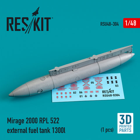 Mirage 2000 RPL 522 external fuel tank 1300lt (3D Printed) (1/48)