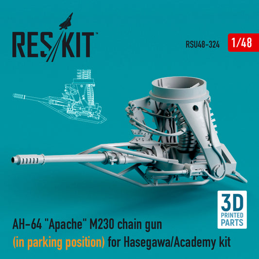 AH-64 "Apache" M230 chain gun (in parking position) for Hasegawa/Academy kit (3D Printed) (1/48)