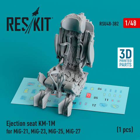 Ejection seat KM-1M for MiG-21, MiG-23, MiG-25, MiG-27 (1 pcs) (3D Printed) (1/48)