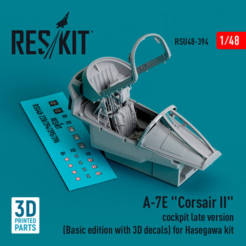 A-7E "Corsair II" cockpit late version (Basic edition with 3D decals) for Hasegawa kit (3D Printed) (1/48)