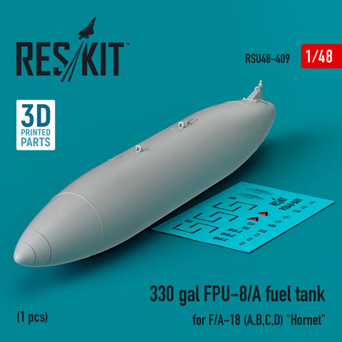 330 gallon FPU-8/A fuel tank for F/A-18 (A,B,C,D) "Hornet" (1 pcs) (3D Printed) (1/48)