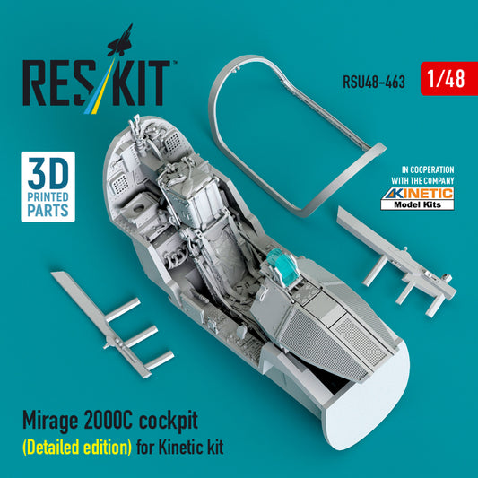 Mirage 2000C cockpit (Detailed edition) for Kinetic kit (3D Printed) (1/48)