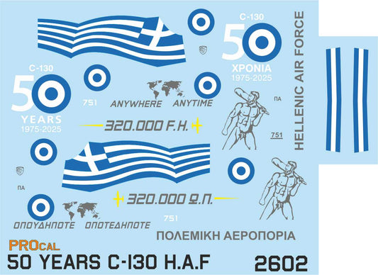 50 YEARS H.A.F C-130 - 1/144 Decal
