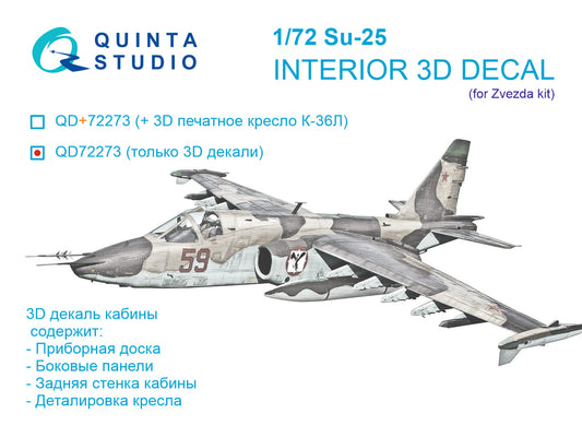 Su-25 3D-Printed & coloured Interior on decal paper (Zvezda) 1/72