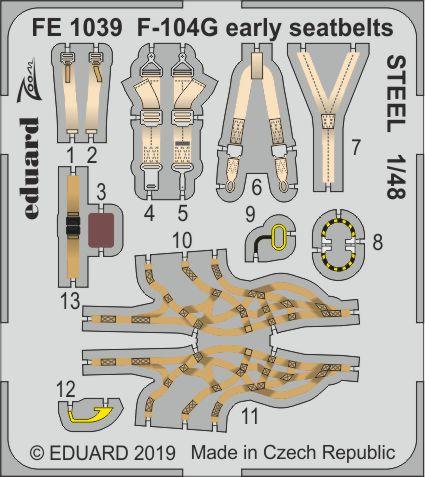 F-104G early seatbelts STEEL 1/48 (Kinetic)