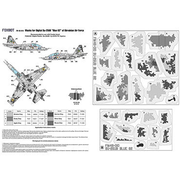 Masks for digital camouflage of Su-25UB Blue 62, Ukrainian Air Forces