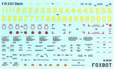 Decals Stencils for B-25C/D/J Mitchell