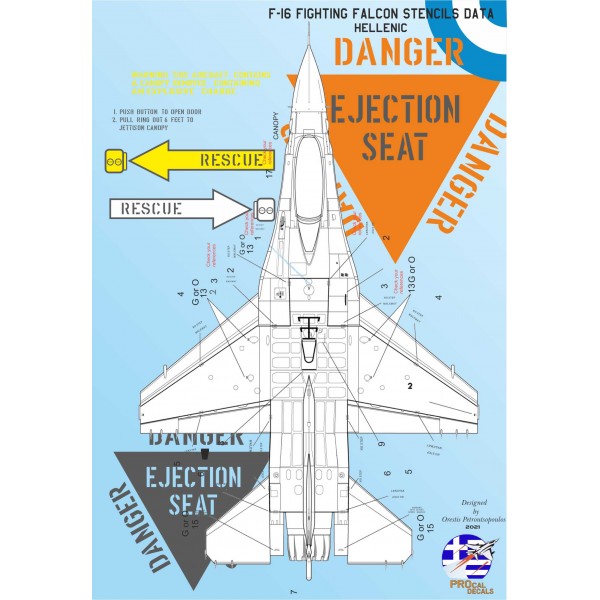 GREEK F-16 LOW VISIBILITY STENCILS - Scale 1/48