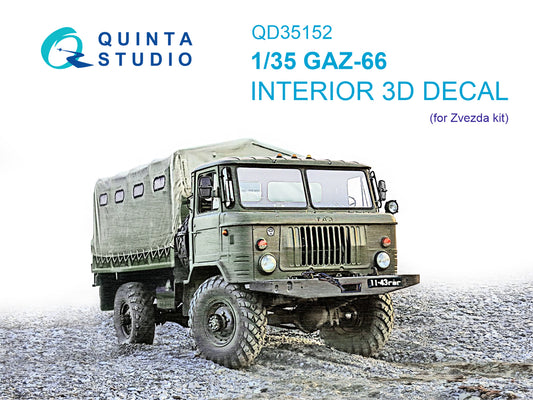 GAZ-66 3D-Printed & coloured Interior on decal paper (Zvezda)