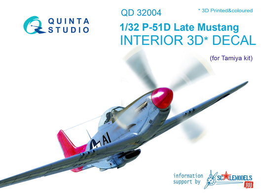P-51D (Late) 3D-Printed & coloured Interior on decal paper (for Tamiya kit)