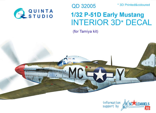 P-51D (Early) 3D-Printed & coloured Interior on decal paper (for Tamiya kit)