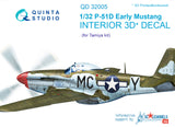 P-51D (Early) 3D-Printed & coloured Interior on decal paper (for Tamiya kit)