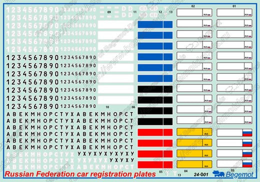 Russian car registration plates