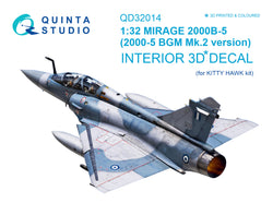 Mirage 2000B-5 (2000-5BGM Mk2) 3D-Printed & coloured Interior on decal paper (for Kitty Hawk kit)