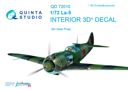 La-5 3D-Printed & coloured Interior on decal paper (for ClearProp kit)