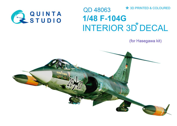 F-104G 3D-εκτυπωμένο &amp; έγχρωμο εσωτερικό σε χαρτί χαλκομανίας (για κιτ Hasegawa)
