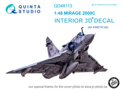 Mirage 2000C 3D-εκτυπωμένο &amp; έγχρωμο εσωτερικό σε χαρτί χαλκομανίας (για κιτ Kinetic)