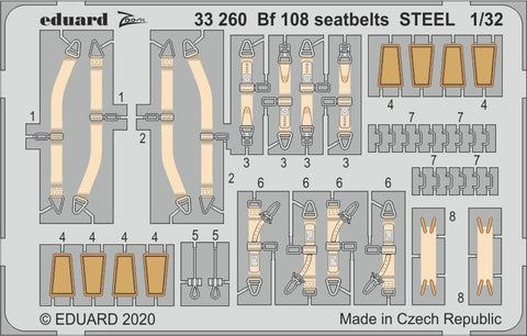 Bf 108 seatbelts STEEL 1/32 (Eduard)