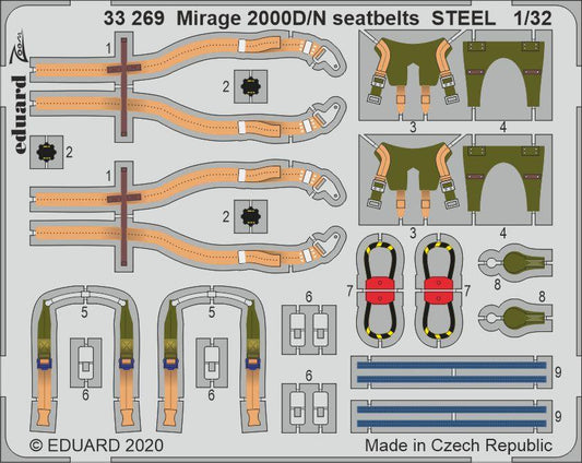 Mirage 2000D/N seatbelts STEEL 1/32 (Kitty Hawk)