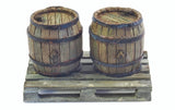 Set of 2 Wooden Barrels and Wooden Pallet