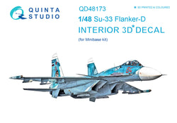 Su-33 3D-Printed &amp; έγχρωμο εσωτερικό σε χαρτί χαλκομανίας (για κιτ Minibase)
