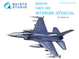 F-16С 3D-εκτυπωμένο &amp; έγχρωμο εσωτερικό σε χαρτί χαλκομανίας (για κιτ Kinetic)