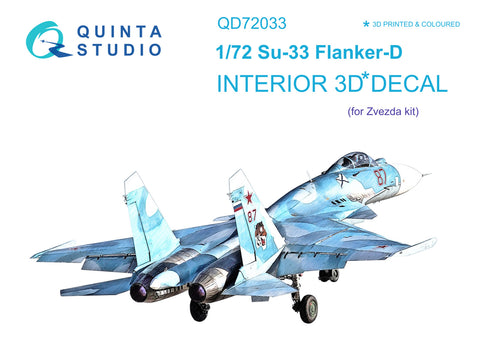 Su-33 3D-εκτυπωμένο &amp; έγχρωμο εσωτερικό σε χαρτί χαλκομανίας (Zvezda)