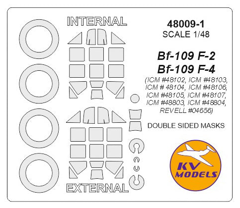 Bf-109F-2 / F-4 / R-3 / R-6 (double sided) + Wheels masks (ICM/Revell)