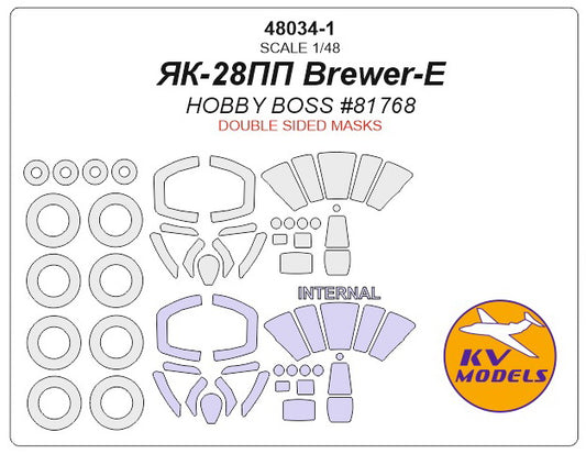 Yak-28PP Brewer-E (HOBBY BOSS) - (double sided) + wheels masks