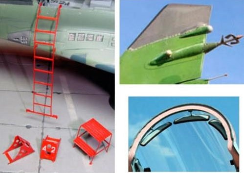 Mig-29 Stepladder, σφιγκτήρες, καθρέπτες με κουβούκλιο, κεραία