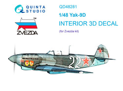Yak-9D 3D-εκτυπωμένο &amp; έγχρωμο εσωτερικό σε χαρτί χαλκομανίας (Zvezda)