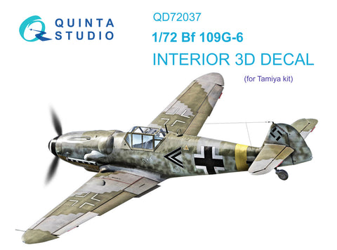 Bf 109 G-6 3D-εκτυπωμένο &amp; έγχρωμο εσωτερικό σε χαρτί χαλκομανίας (Tamiya)