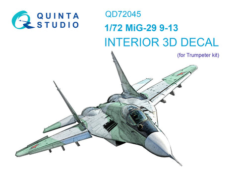 MiG-29 9-13 3D-εκτυπωμένο &amp; έγχρωμο εσωτερικό σε χαρτί χαλκομανίας (τρομπίτι)