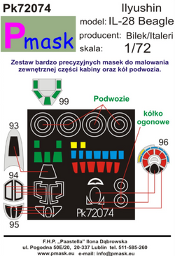 Μάσκες θόλων και τροχών Ilyushin Il-28 Beagle (για Bilek/Italeri)