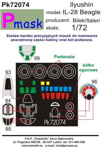 Ilyushin Il-28 Beagle canopy and wheel masks (for Bilek/Italeri)
