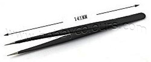 Black Stainless Steel Tweezer Fine Straight Tip