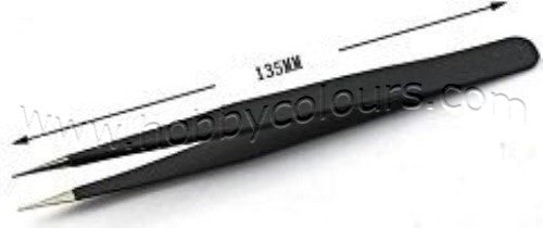 Black Stainless Steel Tweezer Fine Straight Tip