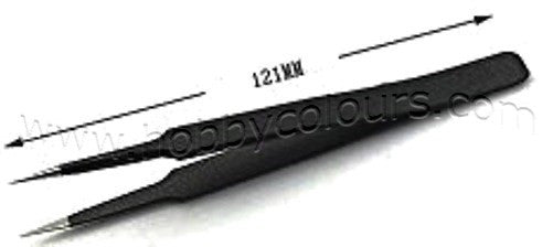Black Stainless Steel Tweezer Super Fine Straight Tip