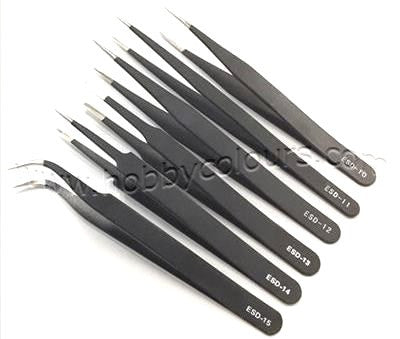 Black Stainless Steel Tweezer Super Fine Straight Tip