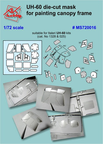 UH-60 die-cut masks for canopy and wheels (for Italeri)